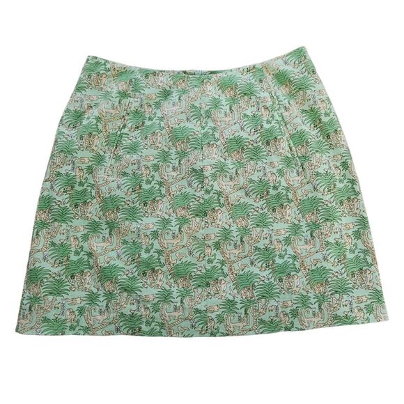 TIBI HYLAND Green Tropical Print Monkey Mini Skirt Size 6 - Picture 3 of 8